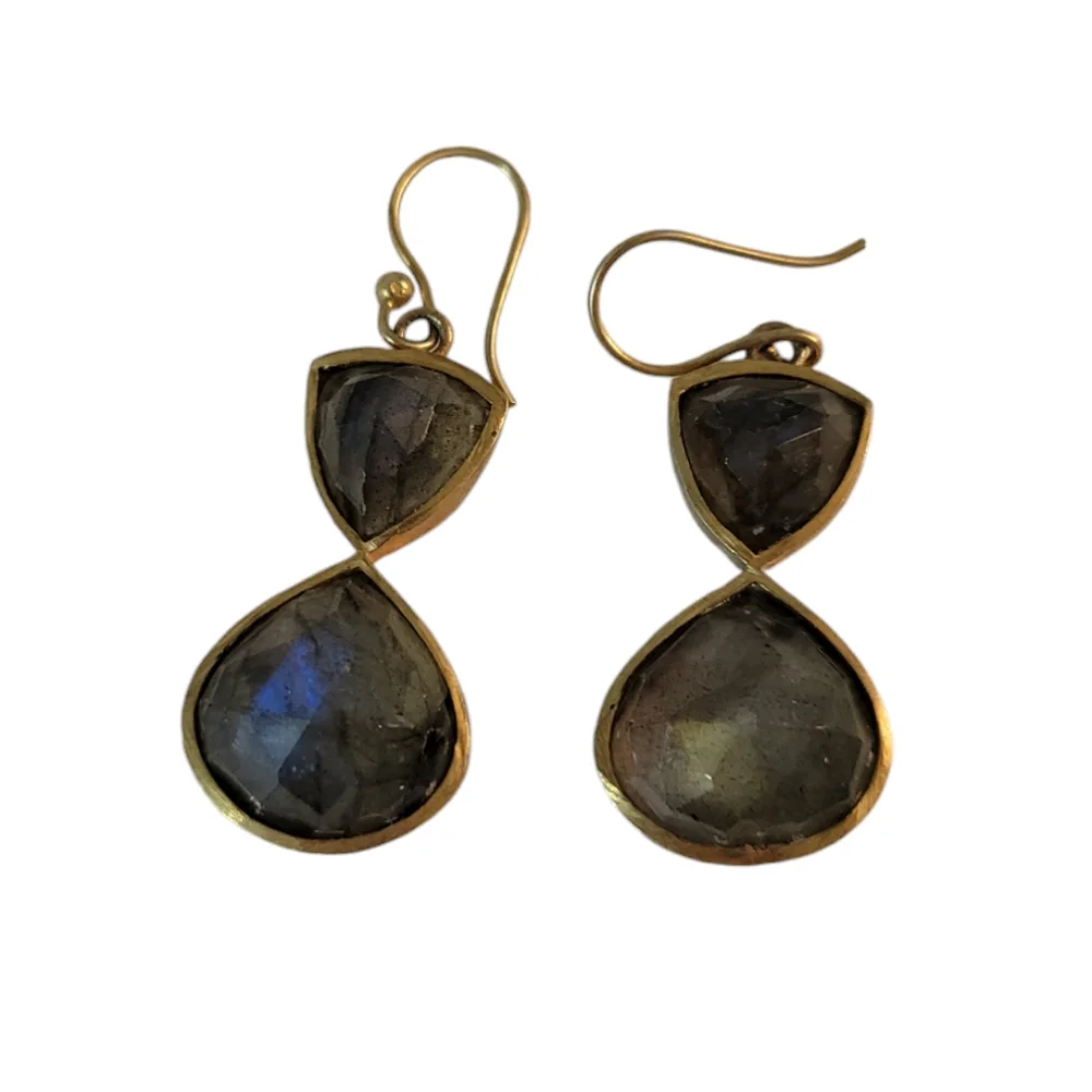 Labradorite or Pyrite Pierced Earrings